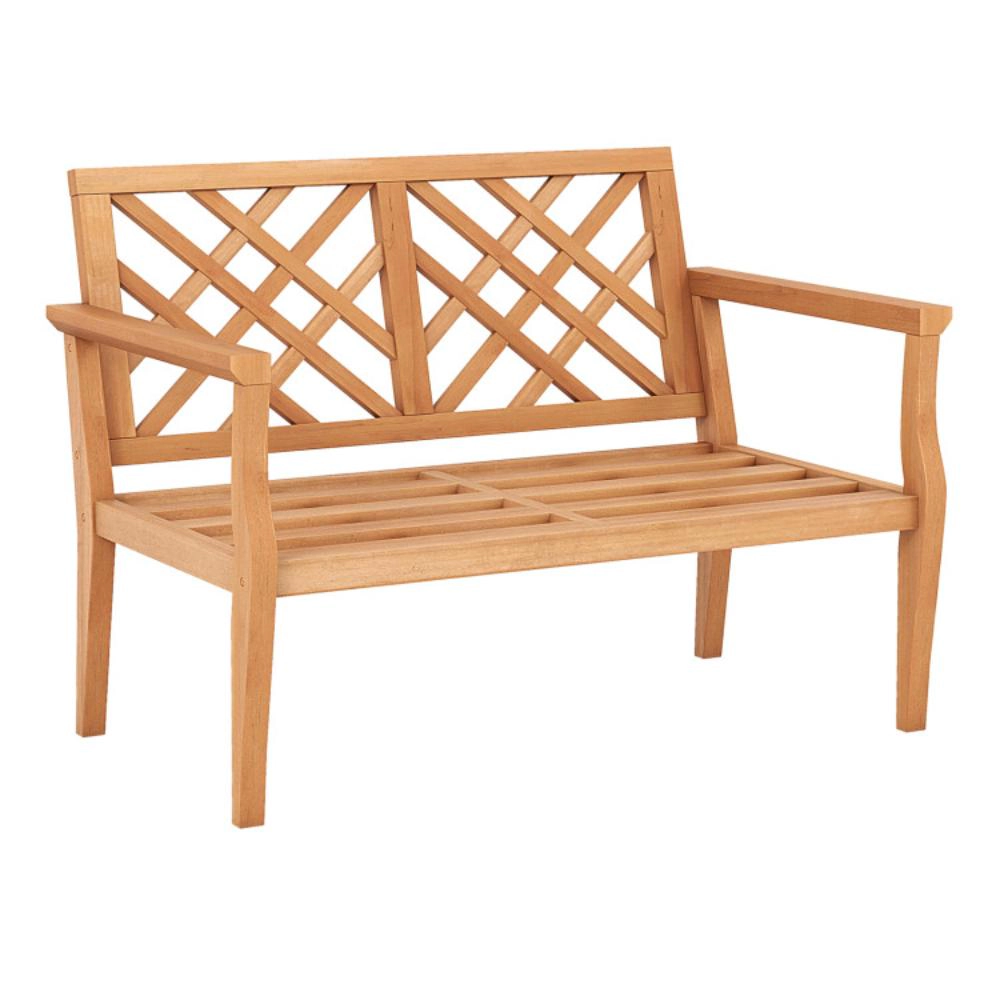 Hivvago Outdoor Garden Bench 2-Person Teak Wood Bench With Comfy Armrests And Backrest