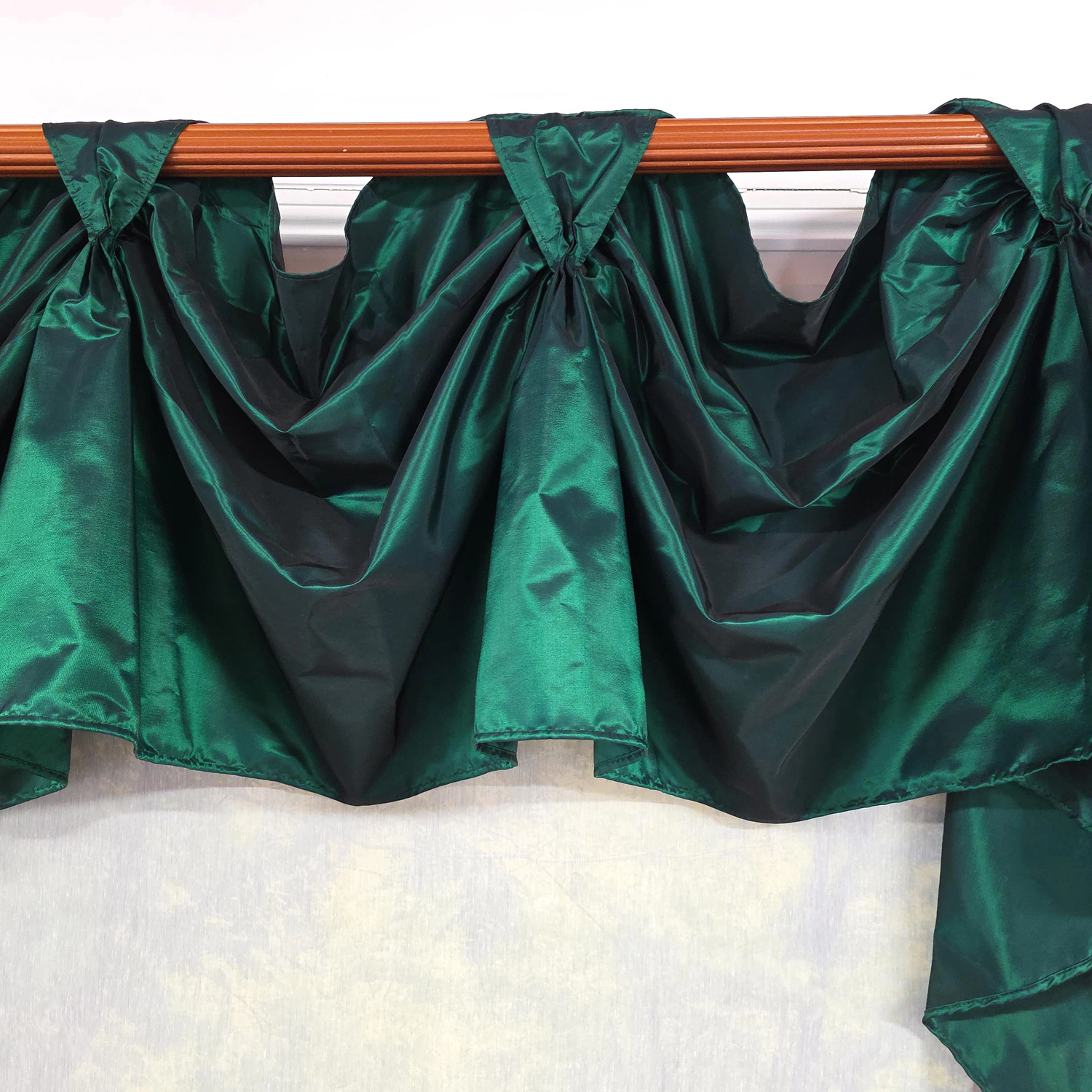 RLF Home Taffeta 3-S Victory 100% Polyester Tab Top Swag Window Curtain 54" x 25" Hunter