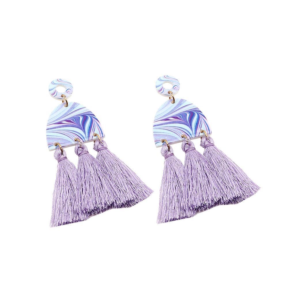 SOHI Women's Purple Acrylic Tassel Drop Earrings