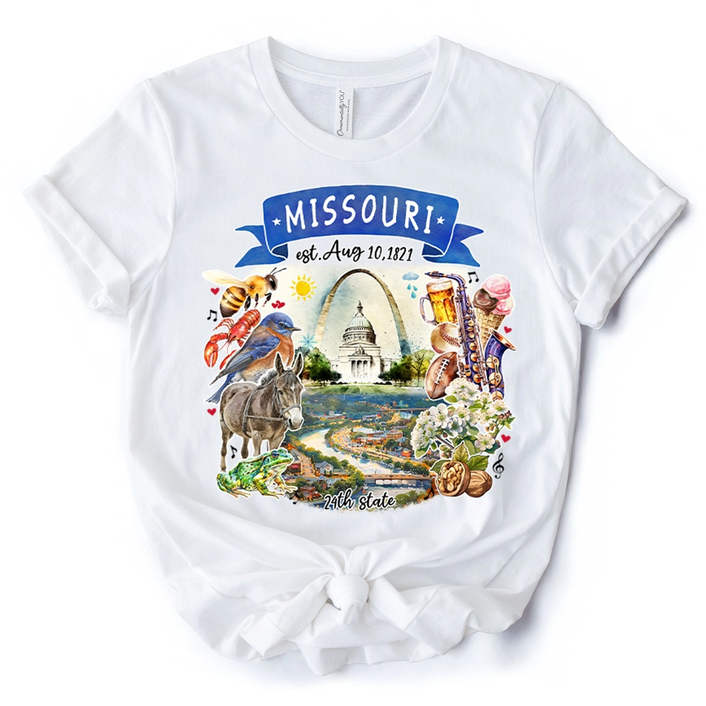 OrnamentallyYou Unisex Artistic Missouri State Themes And Landmarks T-Shirt