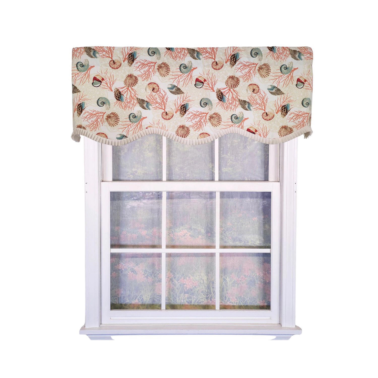 RLF Home 100% Cotton Nautilus Provance With Ivory Lining Rod Pocket Window Valance 50" x 17" Orange