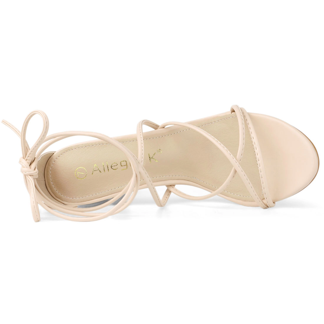 BLISSFUL STEP Women's Strappy Lace Up Chunky Heeled Sandals