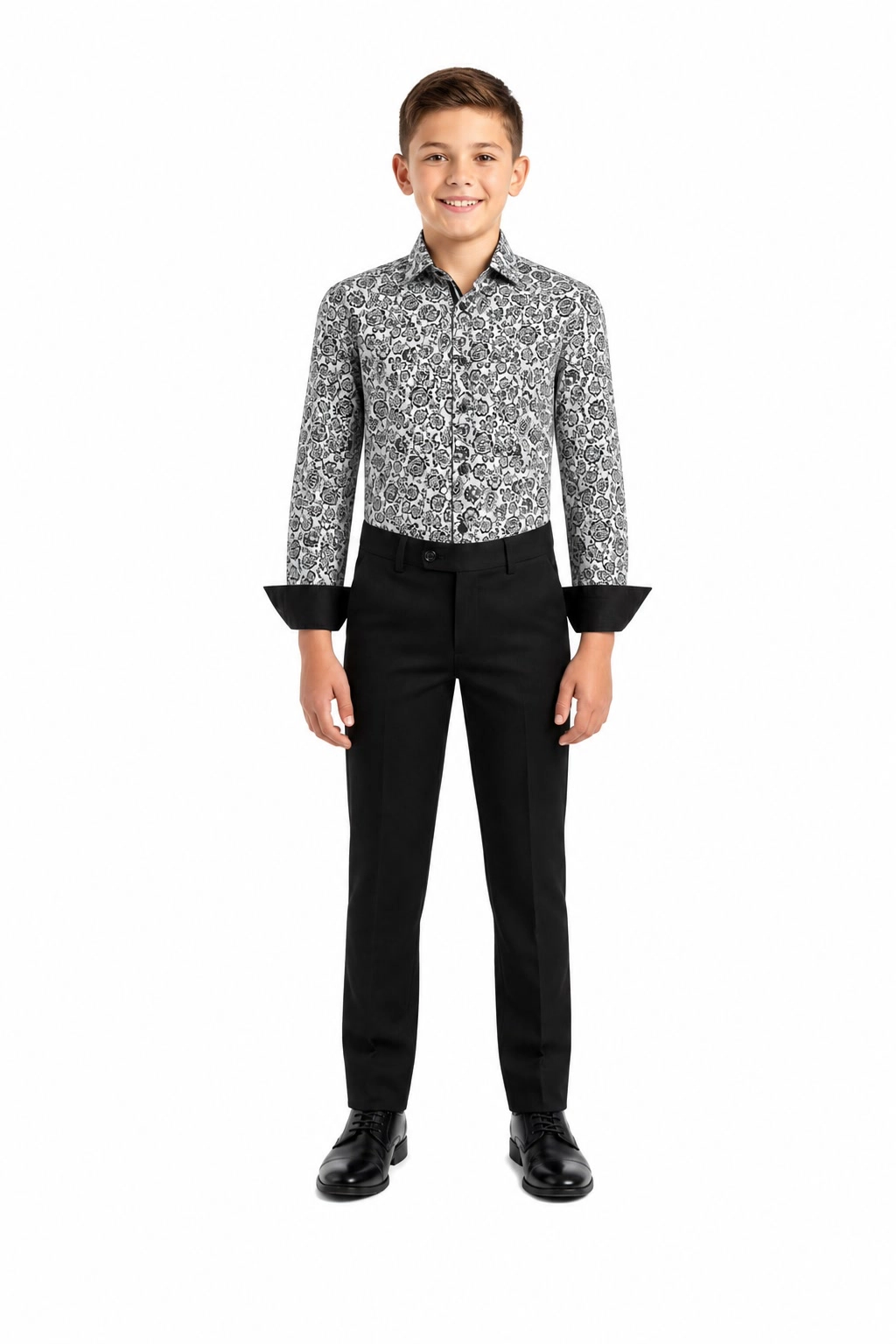 Elie Balleh Boys Slim Fit Paisley Print Shirt