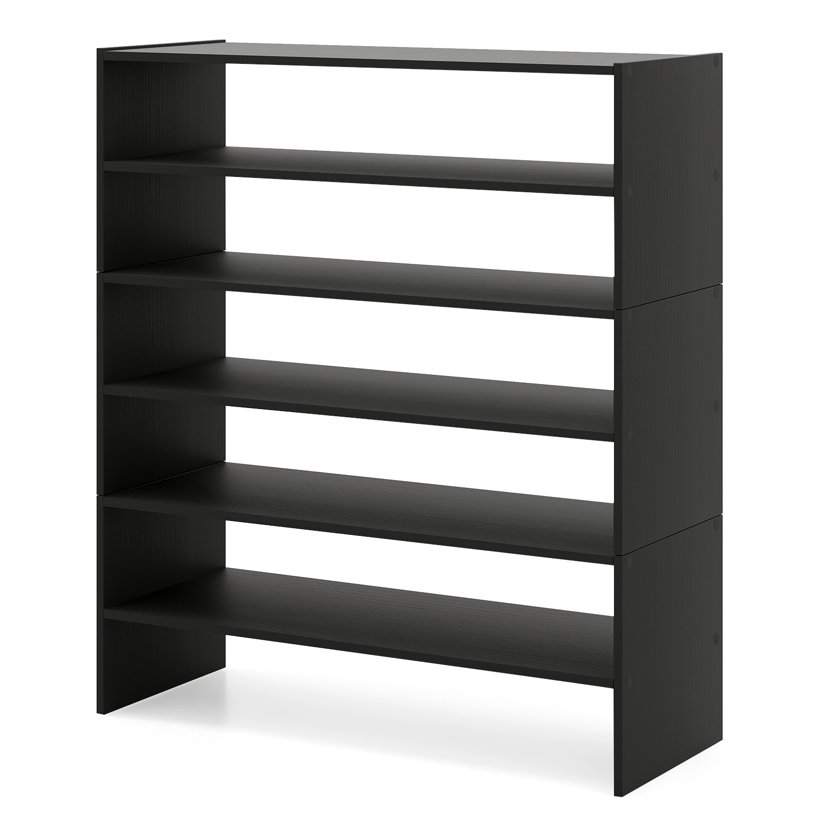SUGIFT 6-Tier Black 31-in Wide Stackable Modular Shoe Rack Organizer with Anti-Tip Kit for Entryway