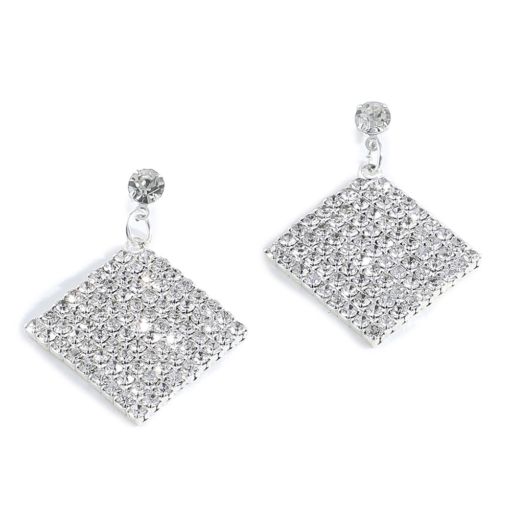 SOHI Women's Silver Bling Drop Earrings