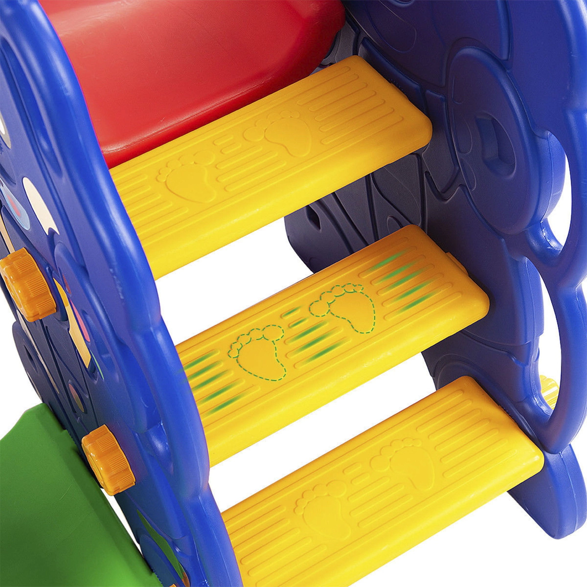 SUGIFT Toddler Multicolor 3-in-1 Slide and Swing Set with Basketball Hoop 59-in W 66-in H 110-lb Slide Capacity