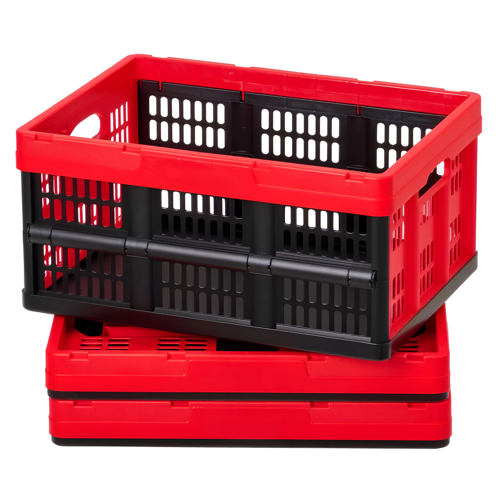 HONGGE Plastic Collapsible Storage Bins 3 Packs Stackable Folding Storage Crates with Handles Holds Per Bin Foldable