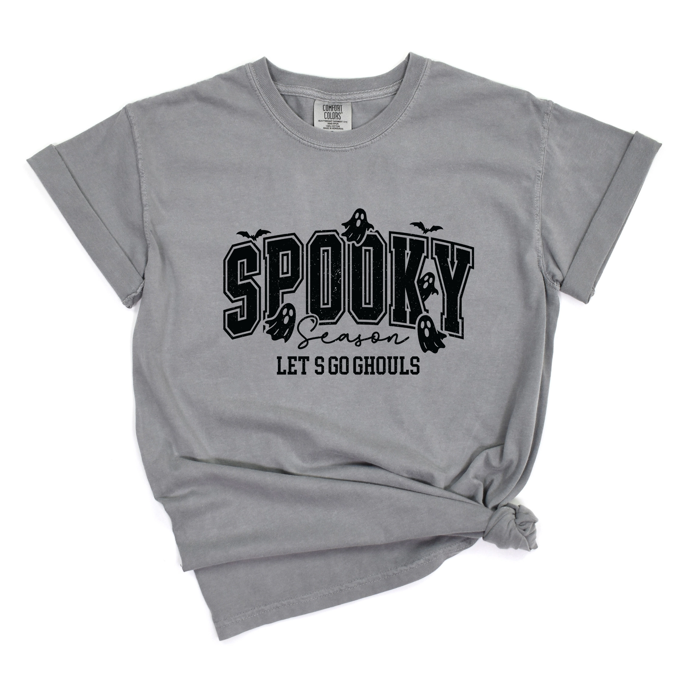 Simply Sage Market - Women's Garment Dyed Graphic T-Shirt Let's Go Ghouls Varsity