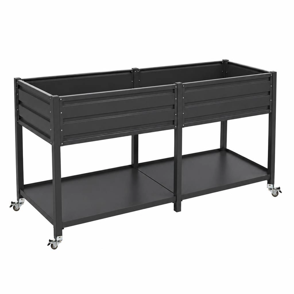 WOW PIONEER Large Rectangular Raised Metal Planter Box for Vegetables Herbs Patio Outdoor