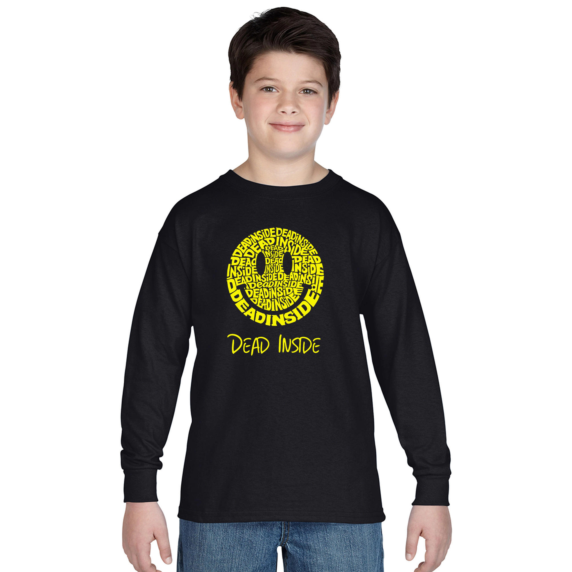 LA Pop Art Boys Long Sleeve T-Shirt -  Dead Inside Smile