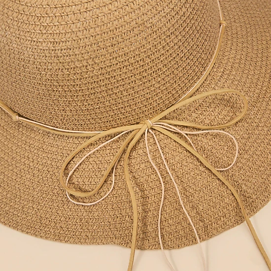 Anna-Kaci Womens Straw Sun Hat Wide Brim Beaded Trim Summer Beach Vacation Hat Lightweight