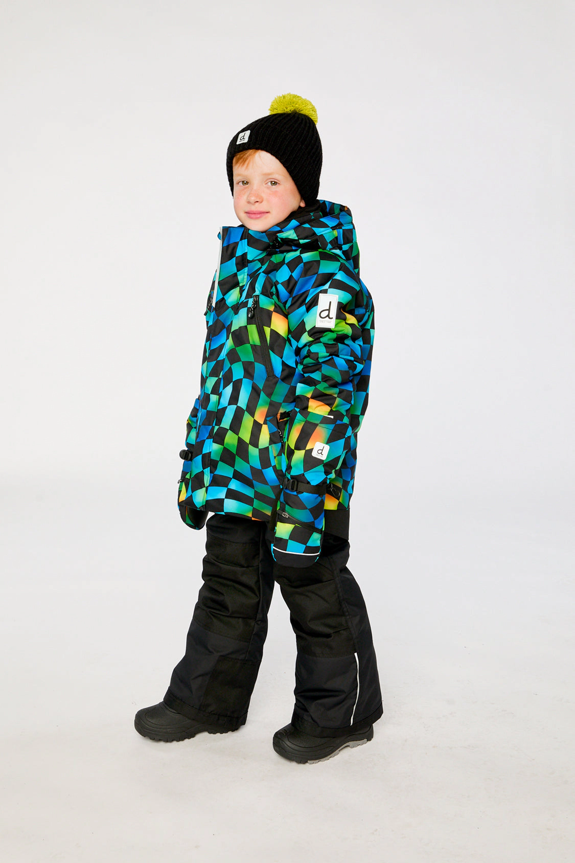 Deux par Boys Checkerboard Print Two Piece Play Snowsuit with Hooded Jacket and Snow Pants