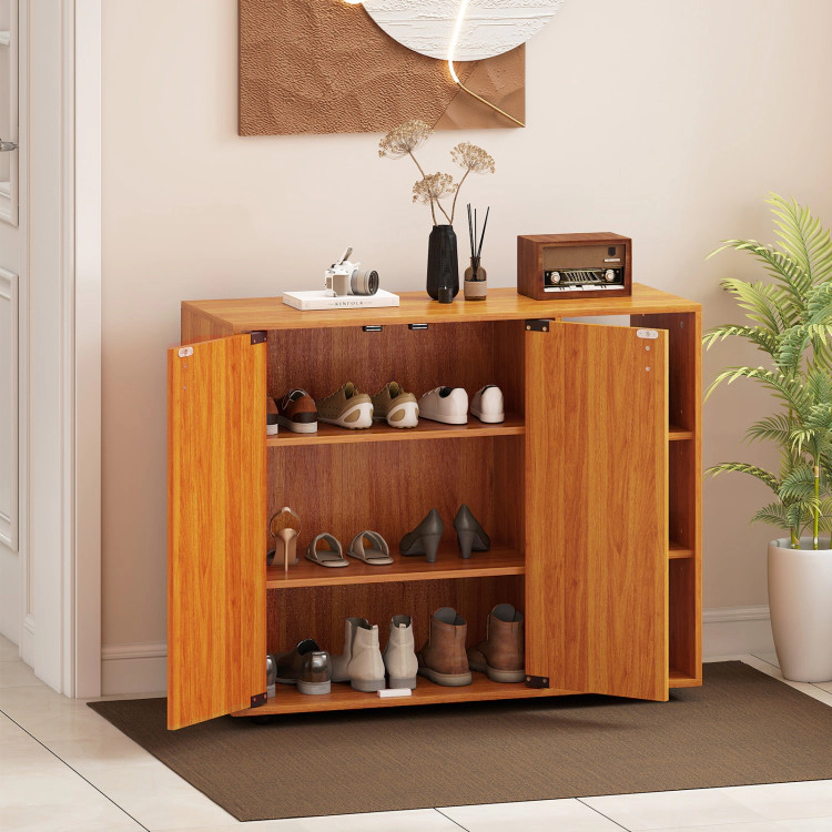 Hivvago 3-Tier Shoe Cabinet with Doors Adjustable Open Shelves for Entryway