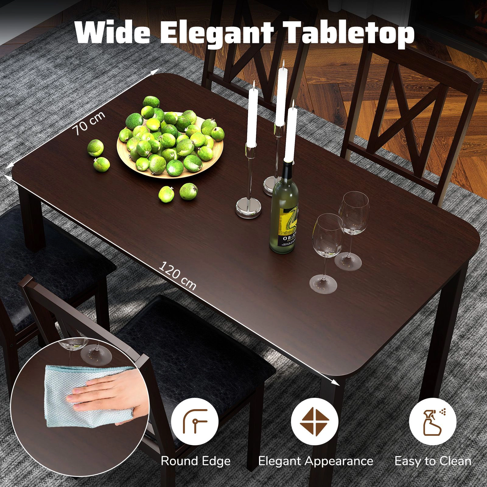 SlickBlue 5 Piece Dining Set with Table and 4 Chairs