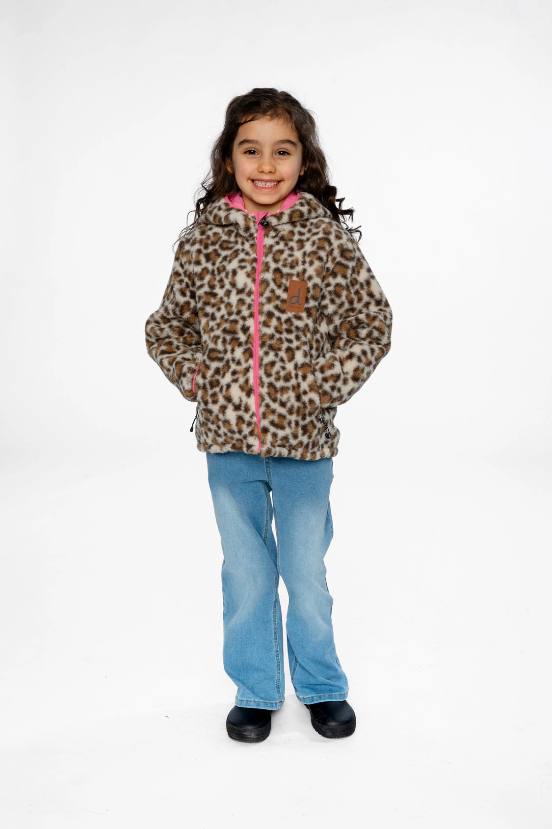 Deux par Girls Leopard Print Reversible Mid-Season Jacket