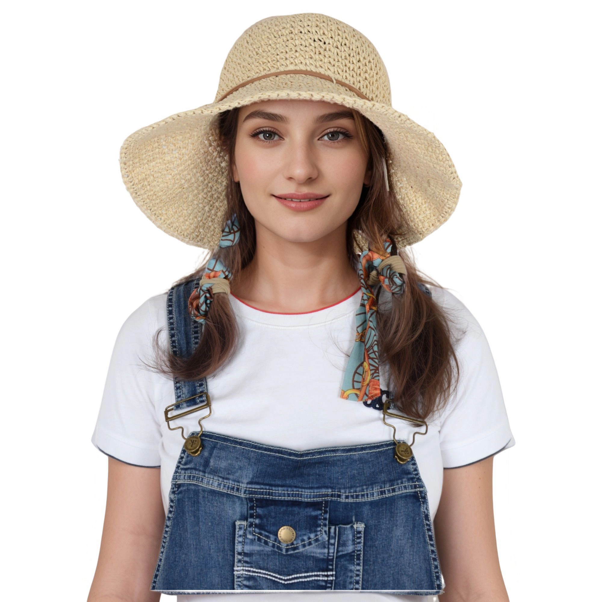 Anna-Kaci Women's Woven Floppy Sun Hat with Rounded Crown and Decorative Bow Detail