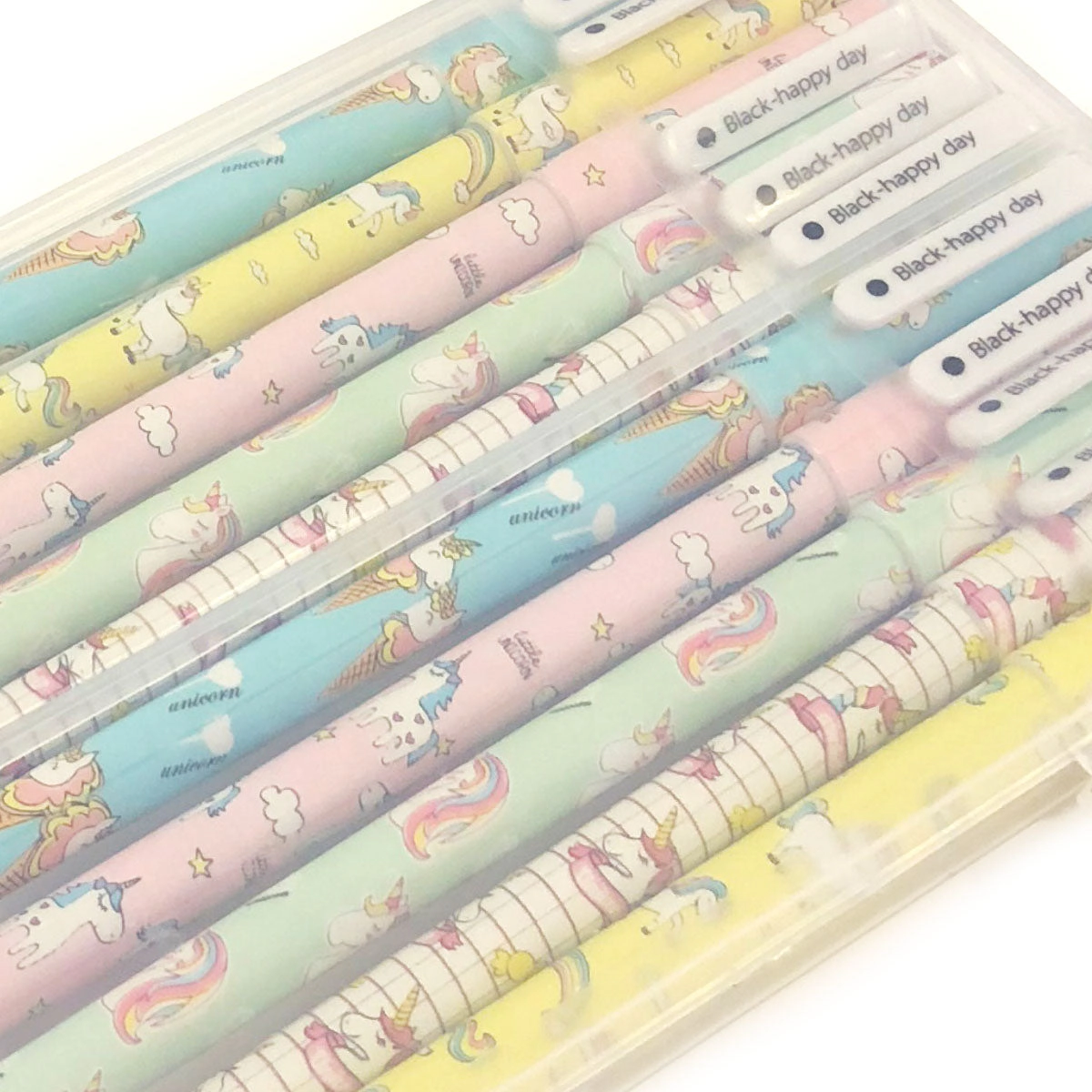 Wrapables Unicorn Flamingo Gel Ink Pens, 0.5mm Fine Point, Unicorn Black Ink, Set of 10