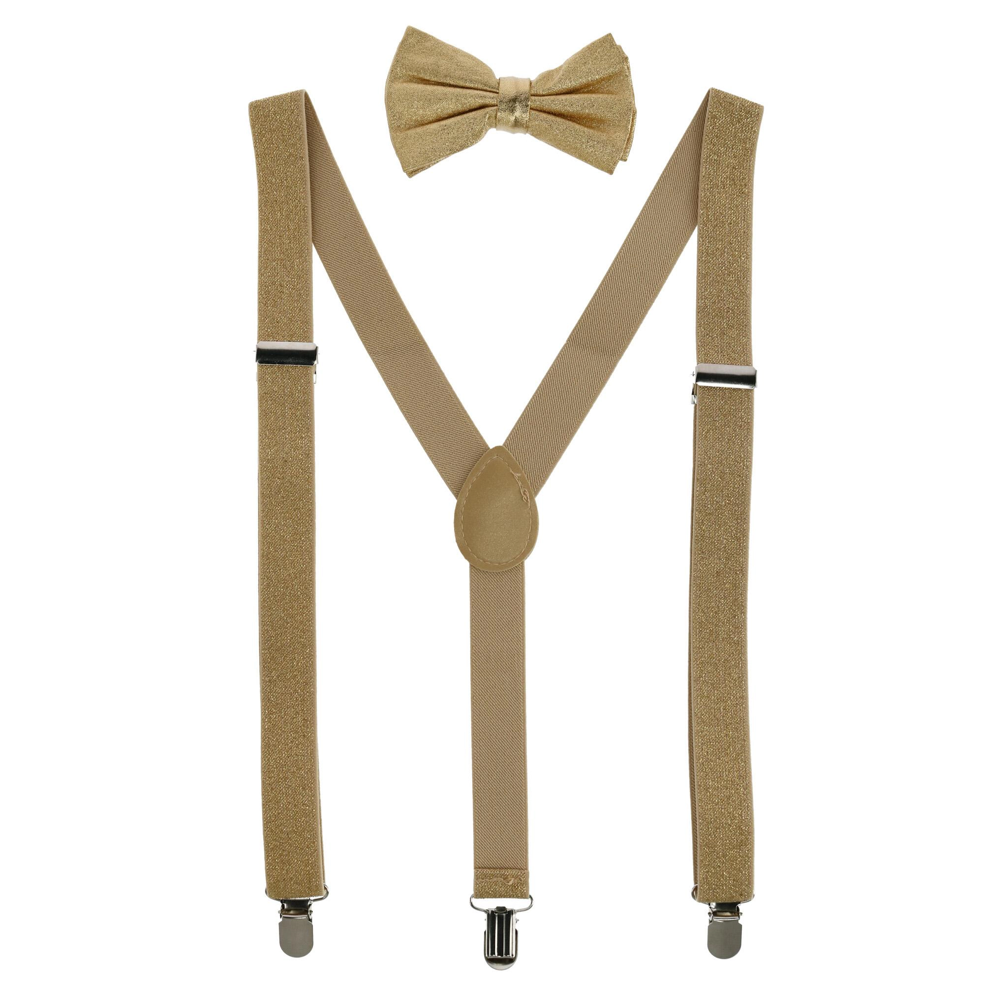 CTM Glitter Gold Bow Tie and Suspender Set