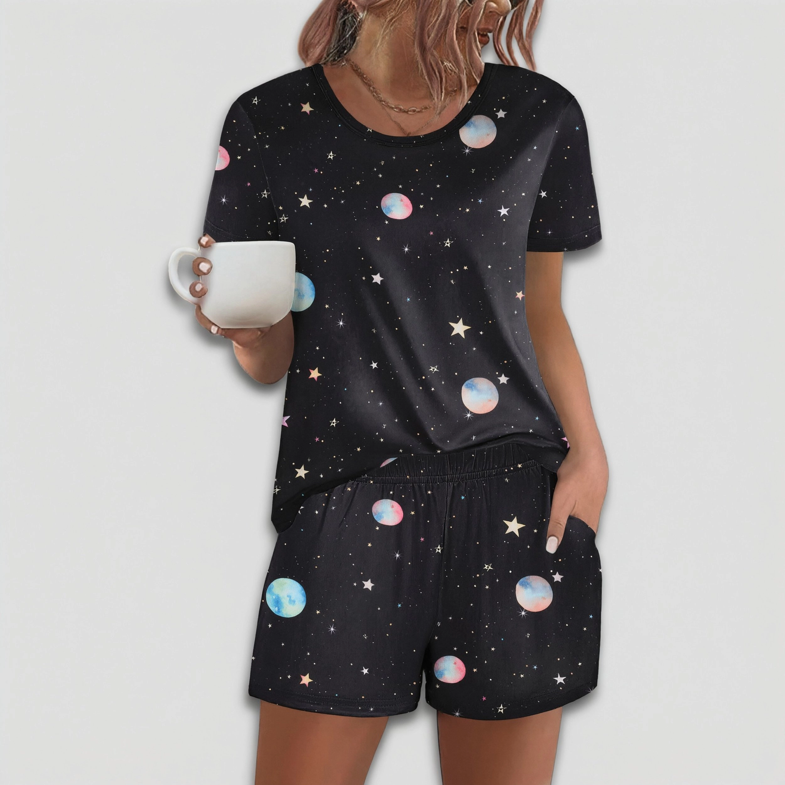 Ekouaer Women's Pajama Sets Short Sleeve Pjs 2 Piece Top and Shorts Sleepwear Comfy Soft Lounge