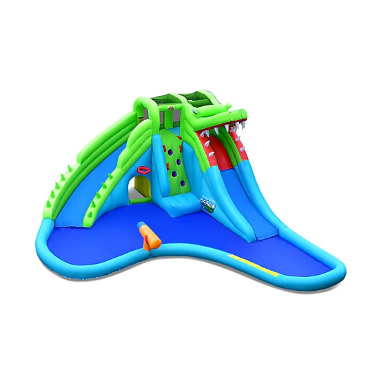 Hivvago Inflatable Crocodile Style Water Slide Upgraded Kids Bounce Castle with 680W Blower