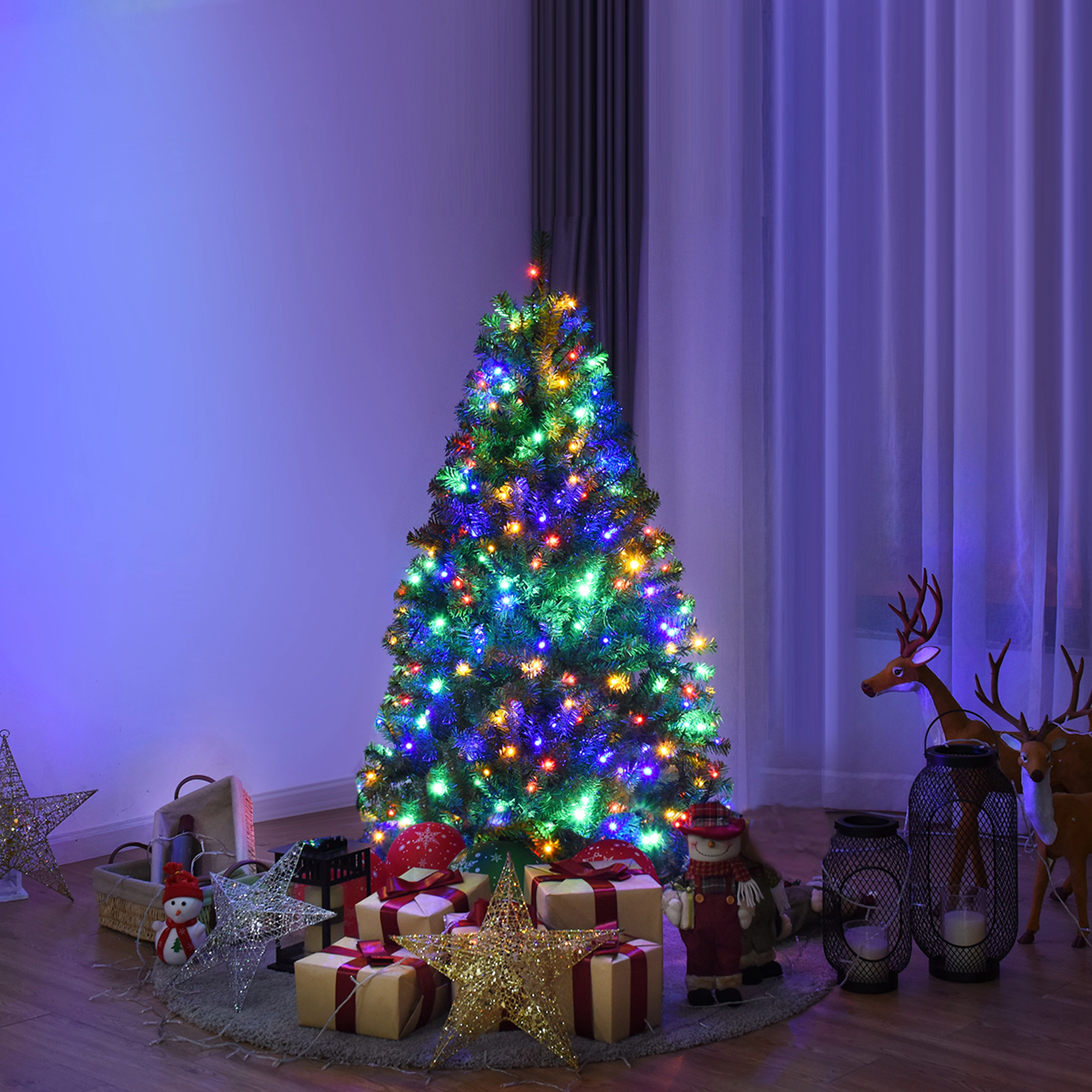 Costway 4/5/6/7/8/9Ft Pre-Lit Artificial Christmas Tree Hinged 100/150/350/500/750/1000 LED Lights
