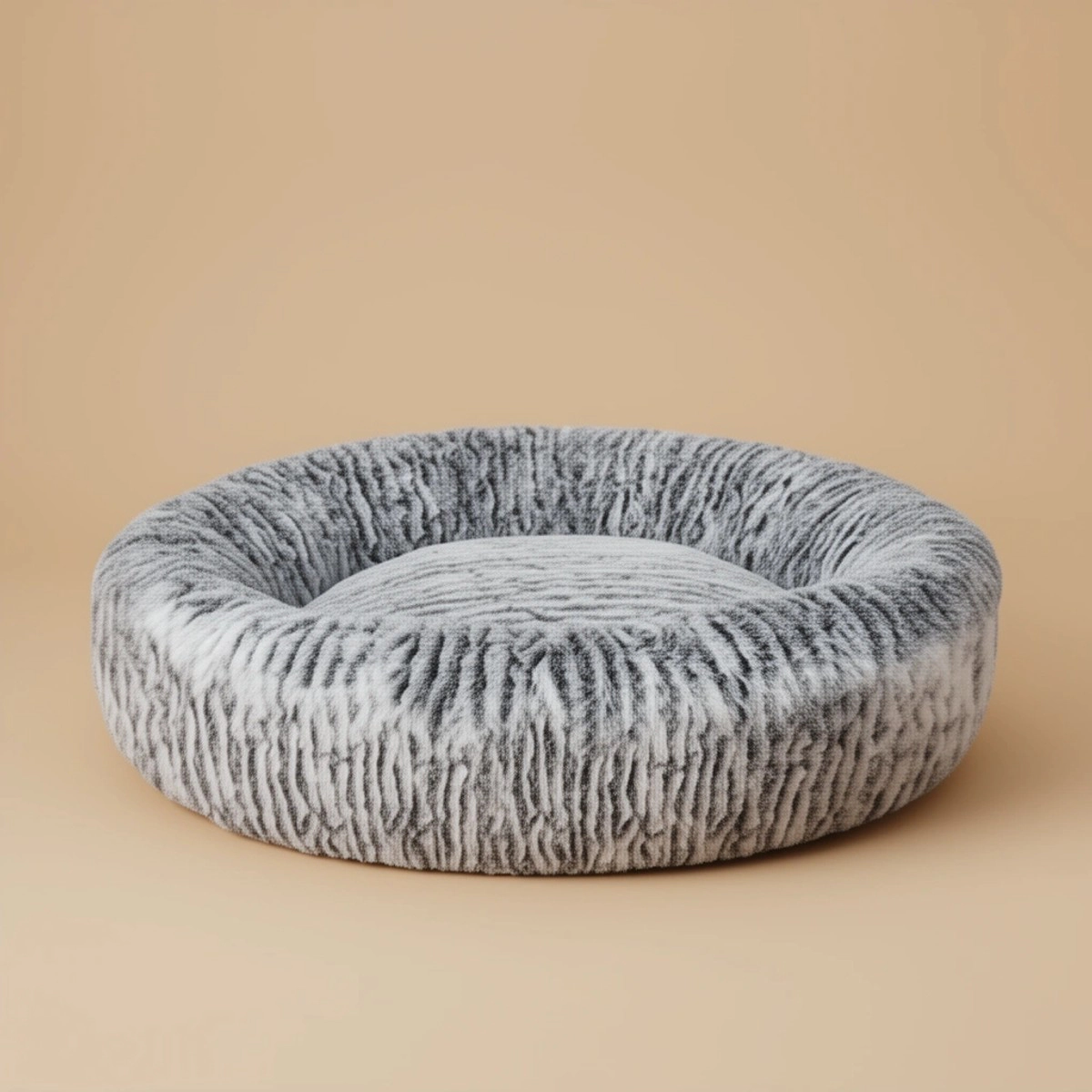 Sleep Zone 2 Tone Plush Bed - White & Black - 24 in.