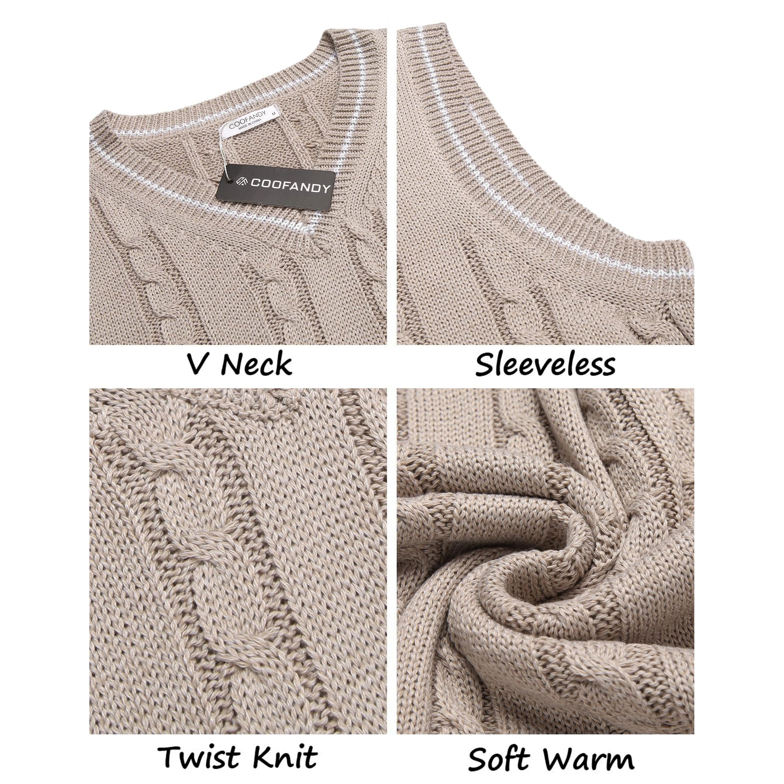 COOFANDY Men's Regular Fit V Neck Sleeveless Sweater Vest