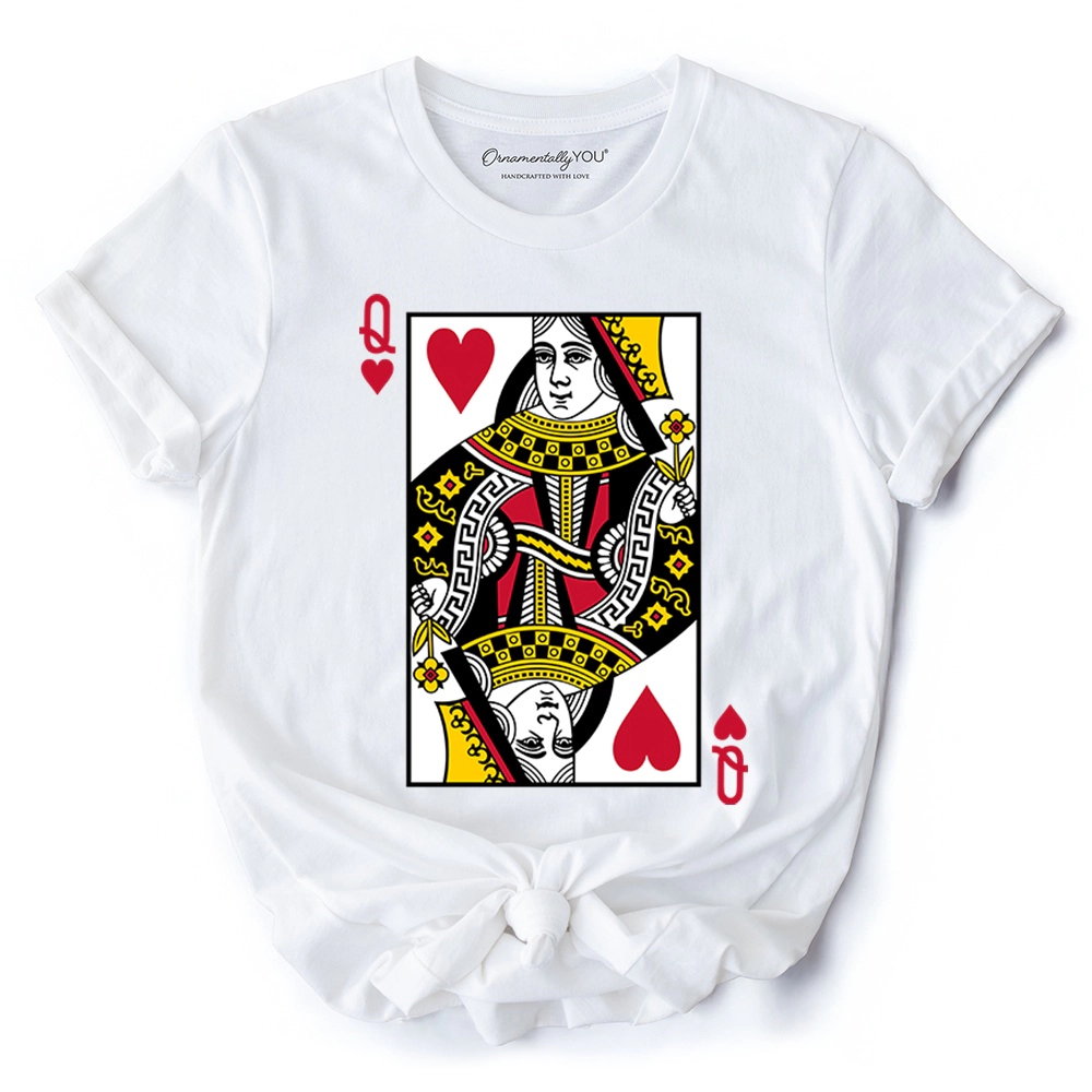 OrnamentallyYou Womens Queen Of Hearts Card Valentine T-Shirt