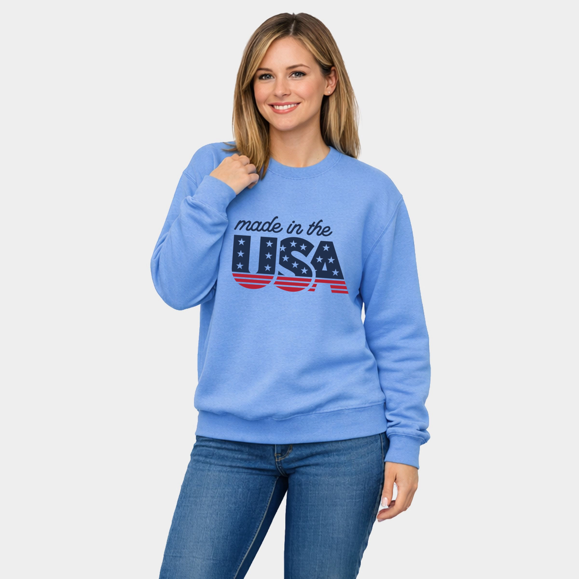 Simply Sage Market - Made The USA Blue  Women's Graphic Sweatshirt