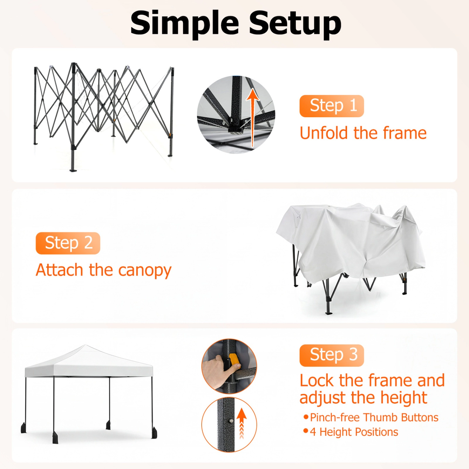 SUGIFT White Pop Up Canopy Tent with Wheeled Cover Bag and 4 Sandbags 9.5-ft W 9.5-ft D 9-ft H 5.6-ft Rim Height