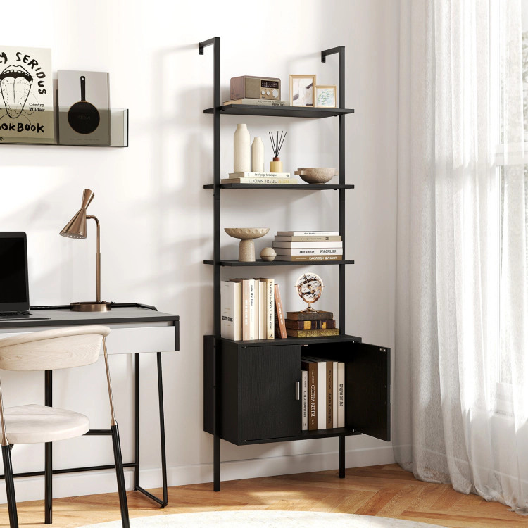 Hivvago 72.5 Inch Tall Bookshelf with Cabinet Anti-Tipping Kits and Metal Frame