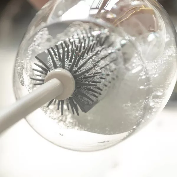 OU Bottle & Glass Brush – Ergonomic, Flexible Bristles for Scratch-Free, Deep Cleaning of Cups, Bottles & Glasses
