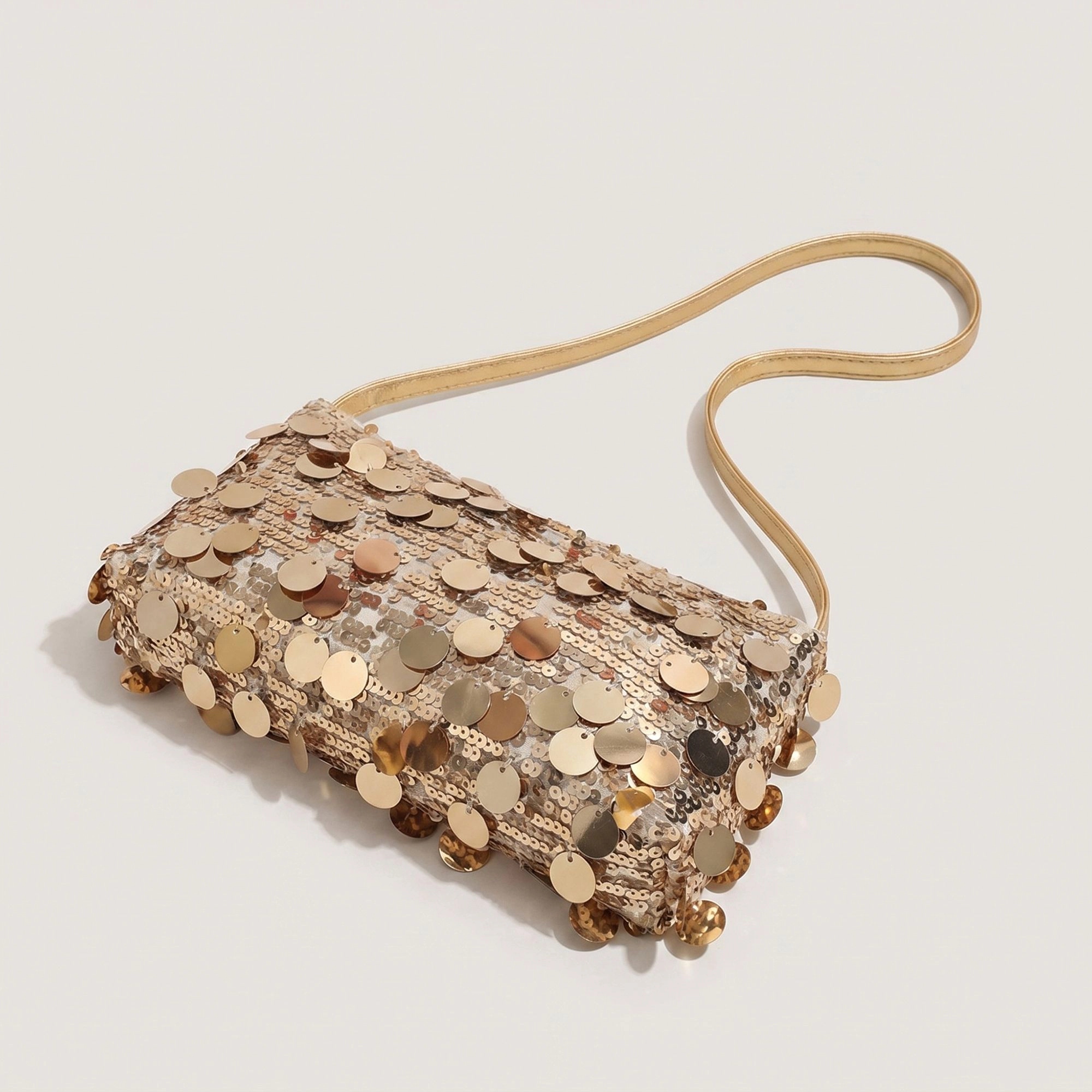 Alilang Women's Sequin Baguette Shoulder Bag with Oversized Paillette Details Slim Strap