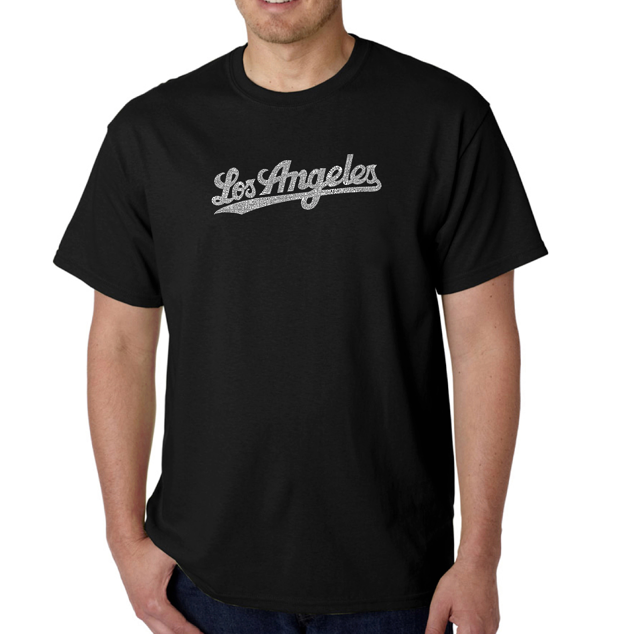 LA Pop Art Men's Word T-Shirt - Los Angeles Neighborhoods