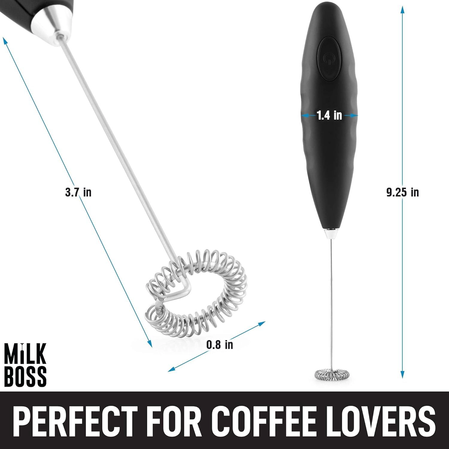 Zulay Kitchen Double Grip Milk Frother Handheld - Coffee Electric Foam Maker