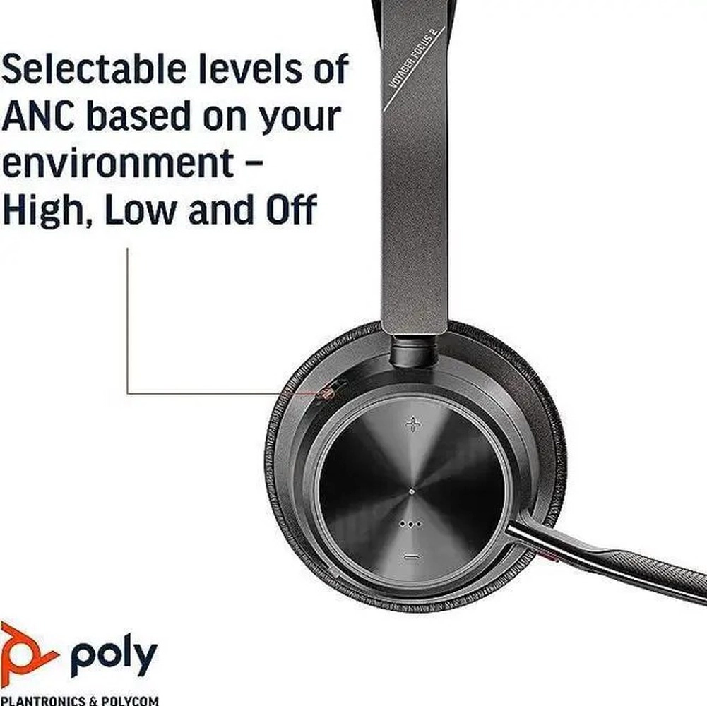 Poly - Voyager Focus 2 UC USB-A Headset with Stand (Plantronics) - Bluetooth Stereo Headset with Boom Mic - USB-A