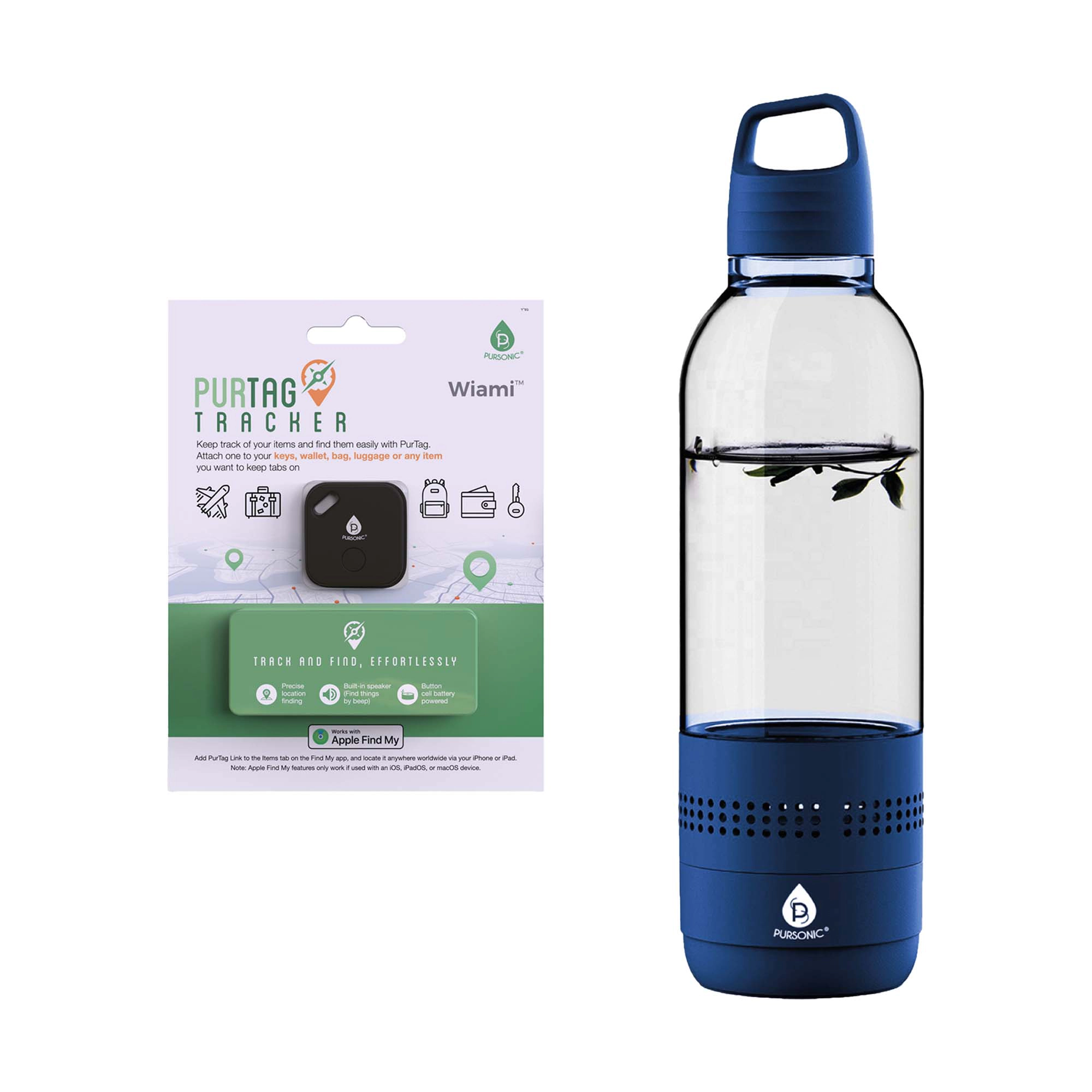 Pursonic Unisex  2-in-1 Water Bottle Speaker & Purtag Tracker Bundle – Hydration, Music & Security On the Go!