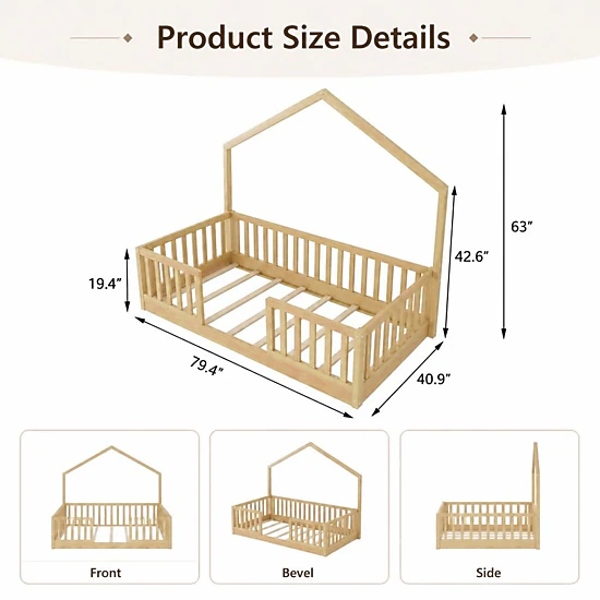 GOODSILO Twin Size Solid Pine Single Bed Frame