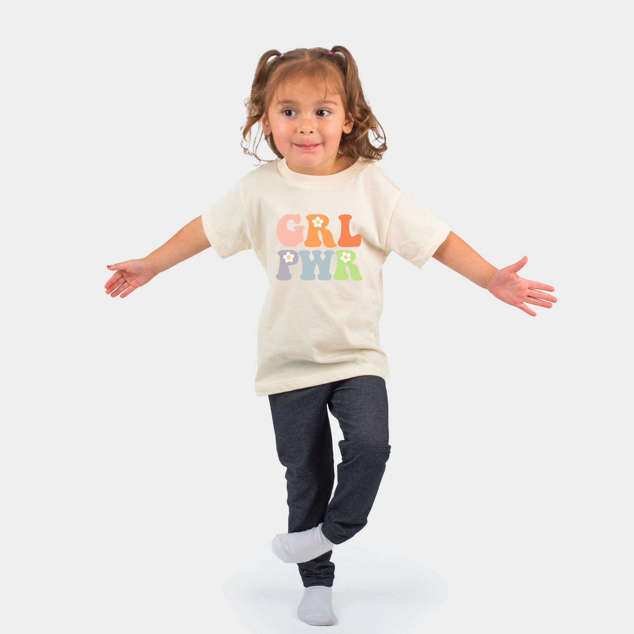 The Juniper Shop - Toddler Short Sleeve Graphic T-Shirt Girl Power Flowers