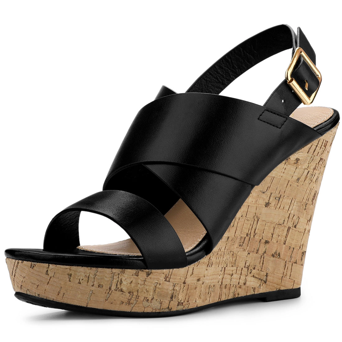 BLISSFUL STEP Women's Wood Wedges Platform Wedge Sandals