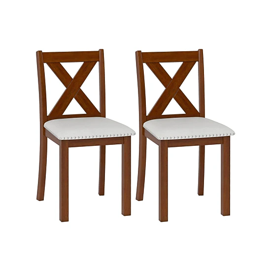 LJG Wooden Dining Chair Set of 2 with Padded Seat and Curved Back