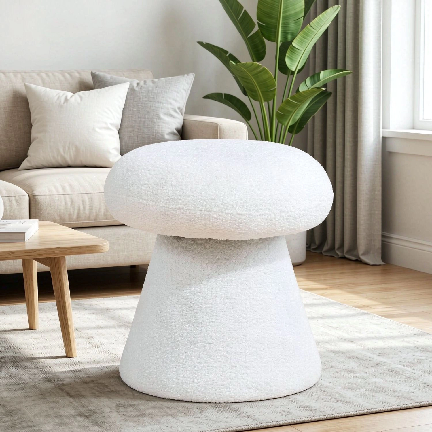 GOODSILO Soft Teddy Upholstered Ottoman Versatile Foot Stool