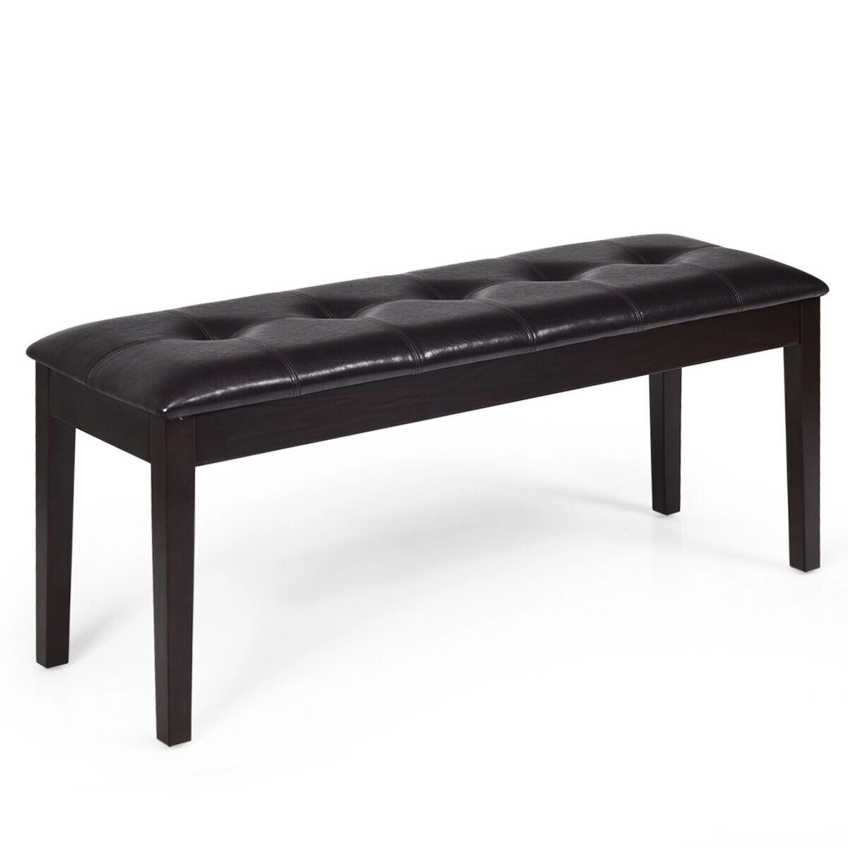 SlickBlue Unisex Upholstered Dining Bench, Brown PU Leather Entryway Seat