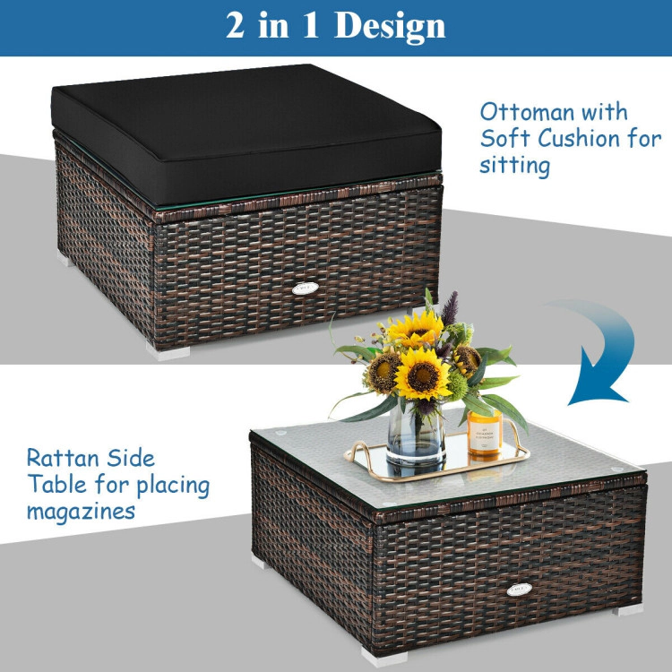 Hivvago 6 Pieces Patio Rattan Furniture Set With Sectional Cushion