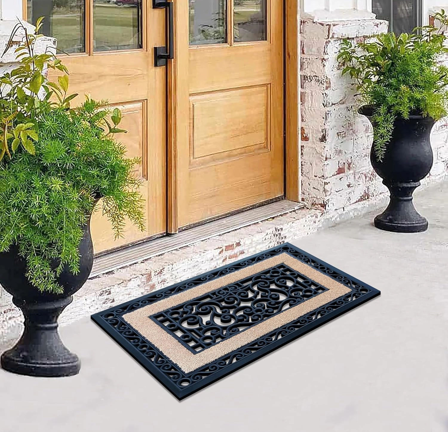A1 Home Collections Coir and Rubber Door Mat 23x35 Inches Heavy Duty Iron Gate