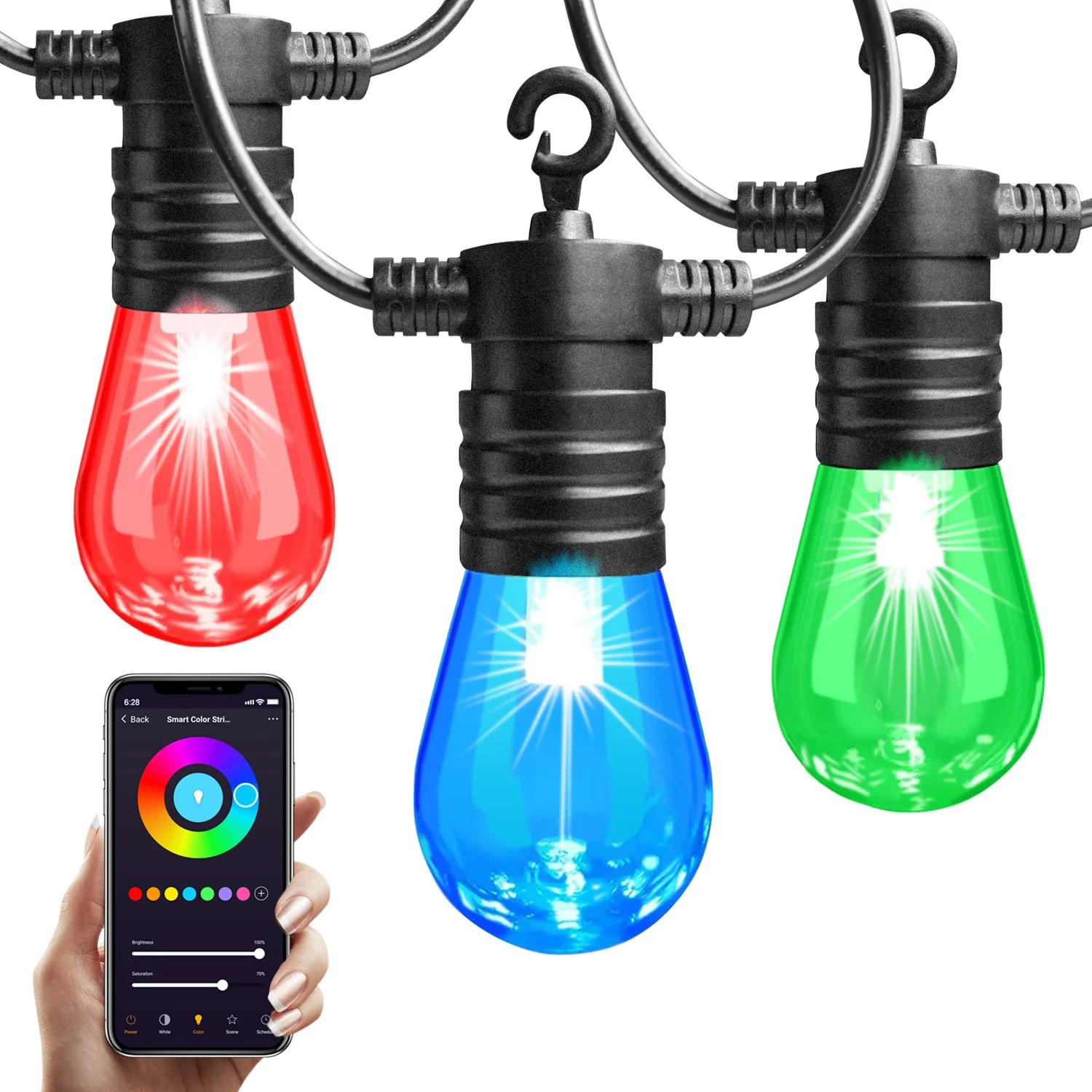 Eco4life 48FT Patio RGB LED String Lights IP65 Waterproof