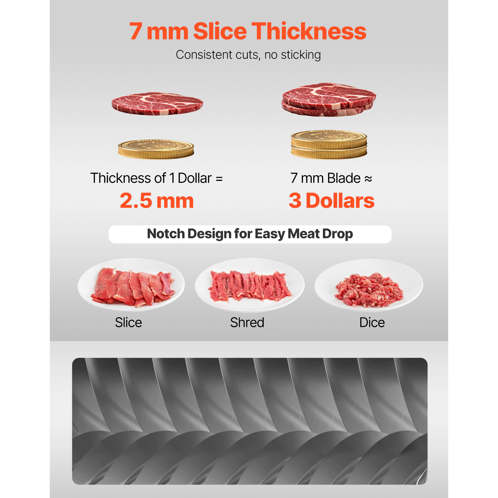 HONGGE Meat Cutter Machine Blade Replacement Commercial Blade for Model 90 Food Slicer Stainless Steel for Boneless
