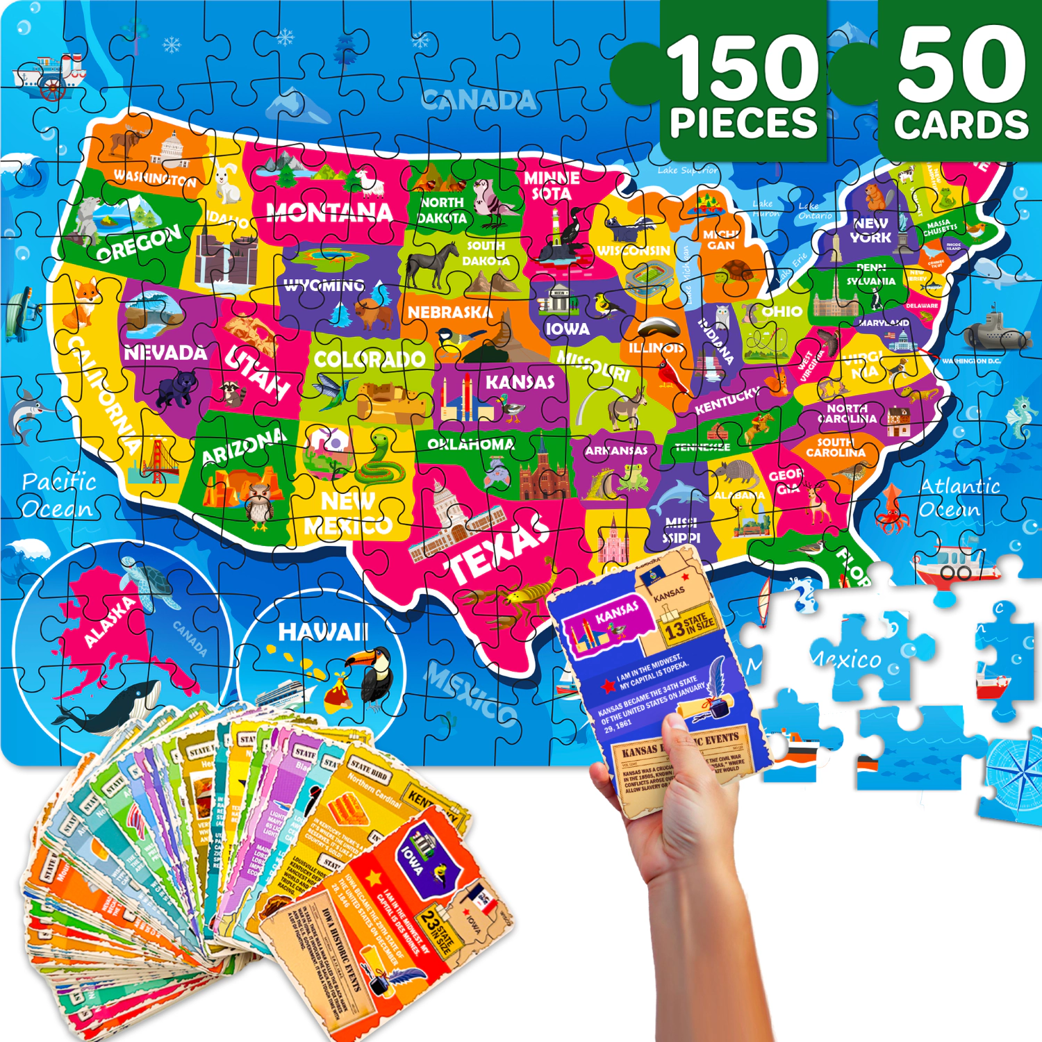 QUOKKA Search & Find Riddle Jigsaw Puzzles, 70 150 Piece Educational Puzzles for Kids Ages 3-8, Animals