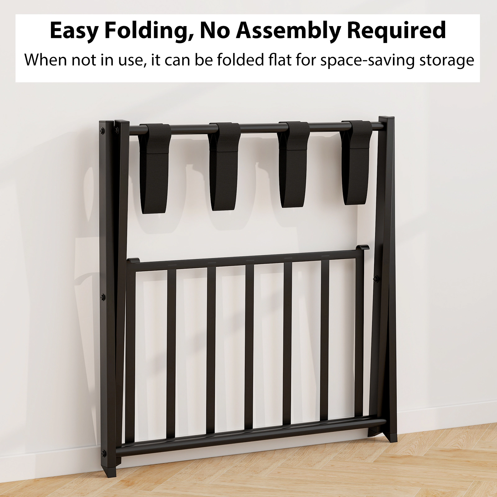 Hivvago Set of 2 Folding Metal Luggage Rack Suitcase-Black