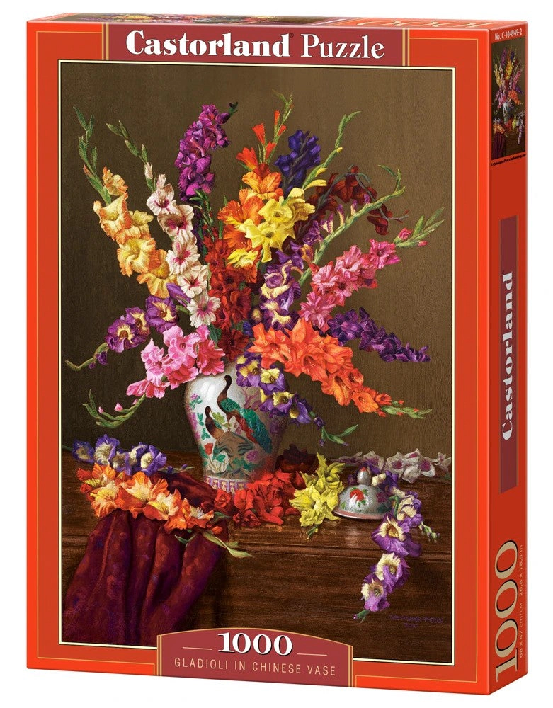 CASTORLAND 1000 Piece Jigsaw Puzzles, Gladioli in Chinese Vase, Flower puzzles, Still nature painting, Art., C-104949-2